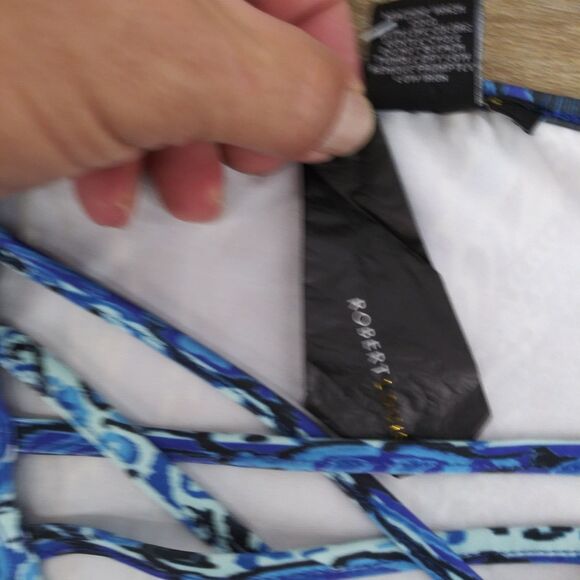 Robert Louis Shirt Womens Size L Blue Slit Sleeve Keyhole V-Neck Pullover Blouse - Picture 7 of 8